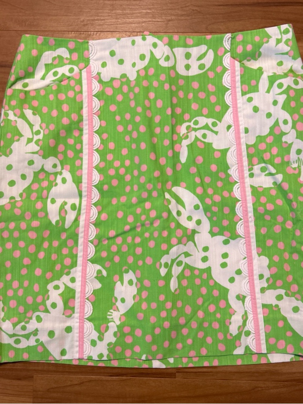 Lilly Pulitzer NWT Green Dress with Pink Polka Dot & White Bunny Motif